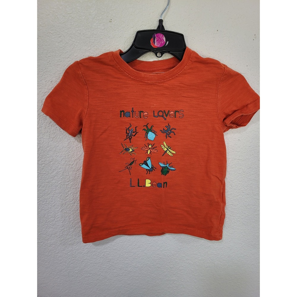 L.L. Bean Kids Orange Nature Lovers Insect Graphic T-Shirt 4 Slub Cotton Tee #5